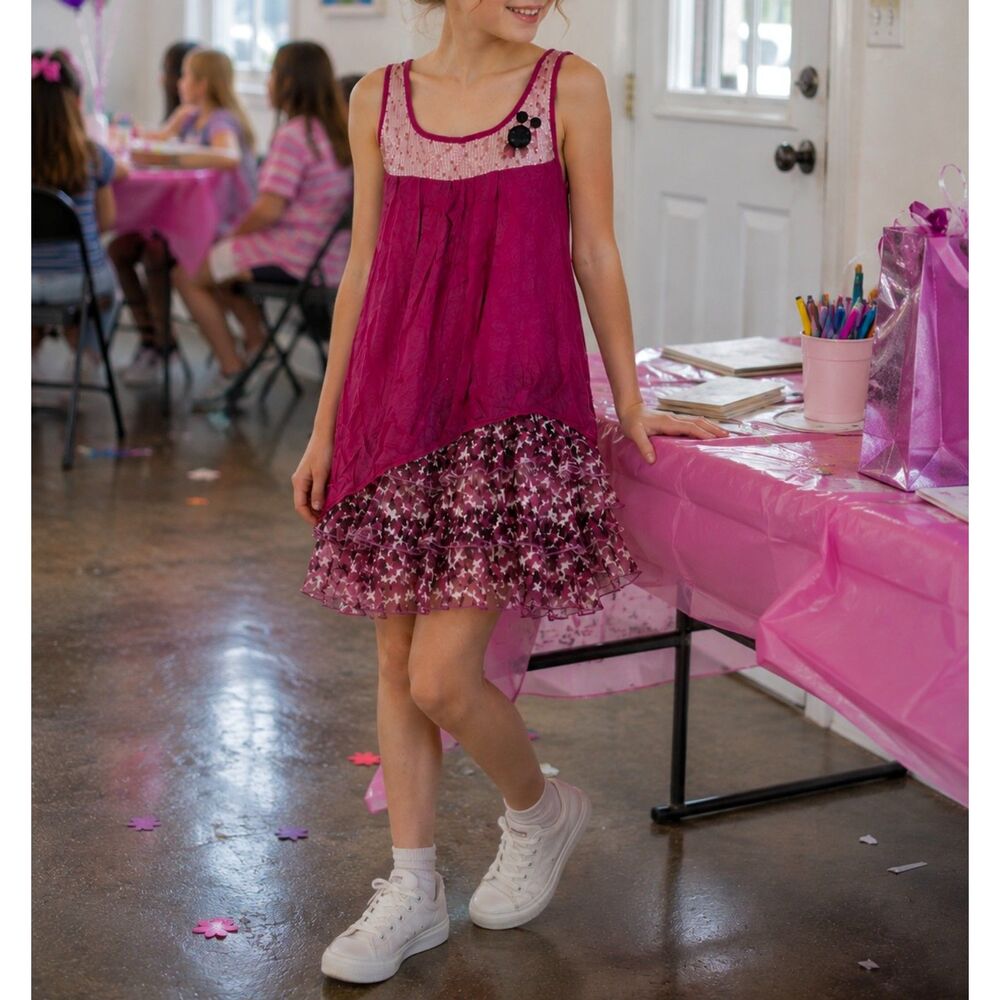 Sweet Layered Ruffle Leopard Print Dress Girl Size XL